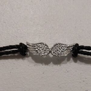 Silvertone And Rhinestone Angel Wing Bracelet